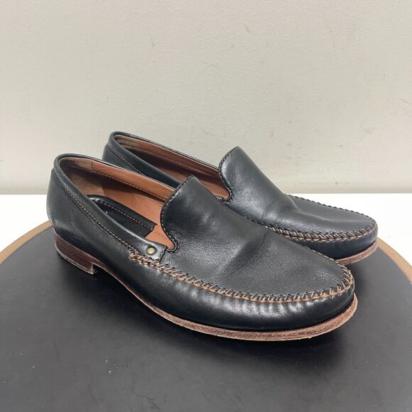 H.S. Trask Shoes Mens 9.5M Handsewn Loafers‎ Black Leather Slip On Driving Moc main image 11